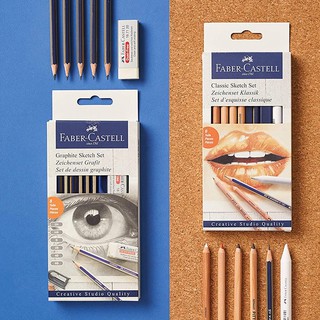 Bộ bút chì faber-castell goldfaber graphite sketch cao cấp - 6 cây bút chì kèm gôm & chuốt