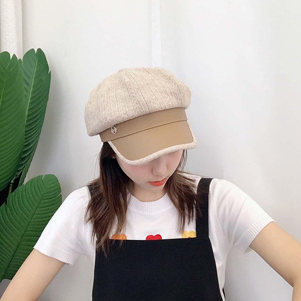 Mũ Beret Kẻ Sọc In Chữ Phong Cách Anh Quốc Cổ Điển Cho Nữ
