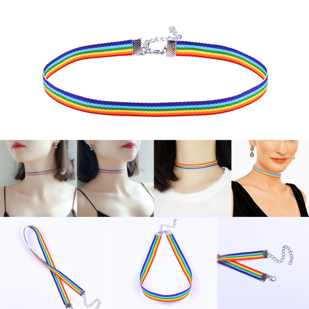 Vòng Cổ Choker Màu Sắc Cầu Vồng 1.5cm Cho Nam Và Nữ