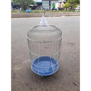 Lồng chim khuyên, hút mật bằng kẽm sơn bạc 25x38cm (tặng kèm máng)