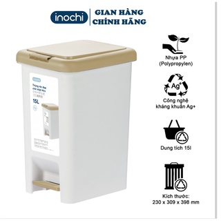 Thùng Rác Hiro Nhựa Đạp Chân Nắp Đậy Chữ Nhật INOCHI 15 Lít Làm Sọt Rác Văn Phòng Gia Đình TRAC15