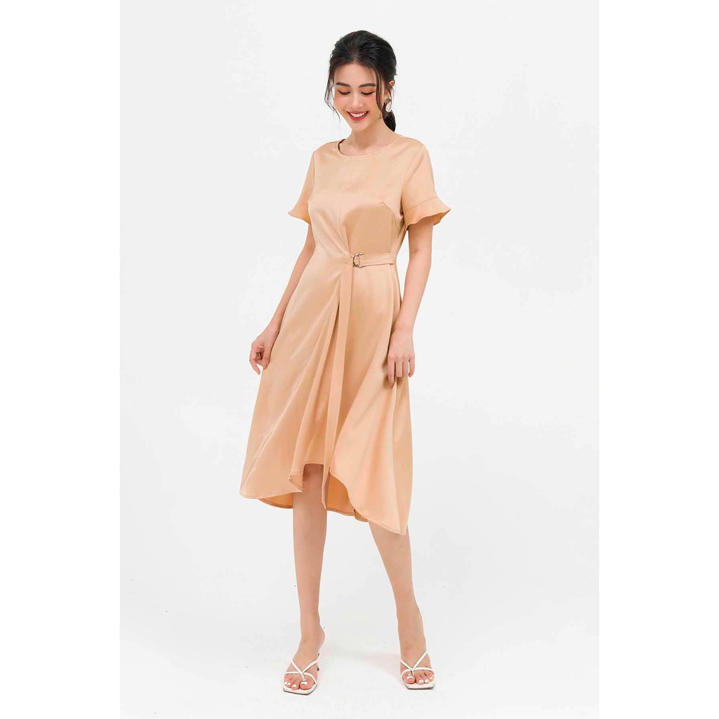 Đầm Xòe LAMER Đai Eo Cổ Tròn L63I20H018