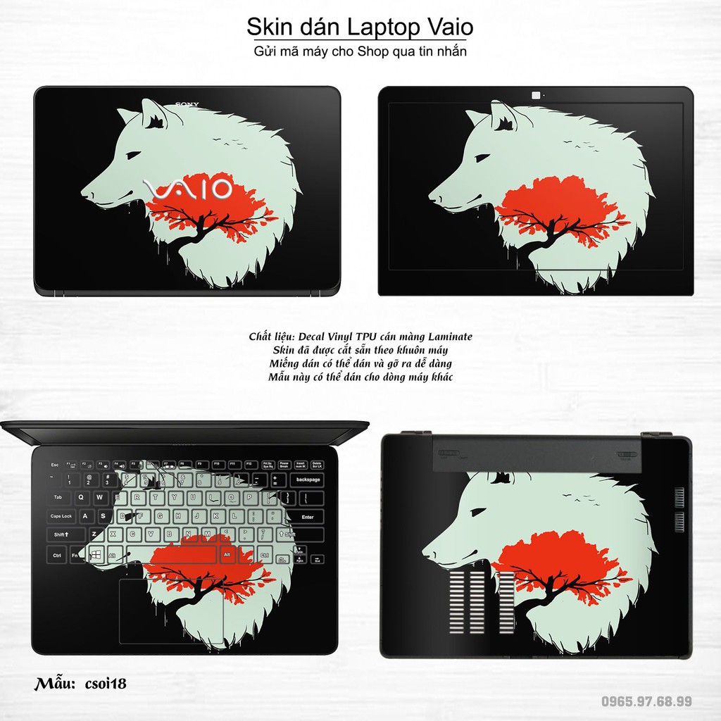 Skin dán Laptop Sony Vaio in hình sói tuyết (inbox mã máy cho Shop)