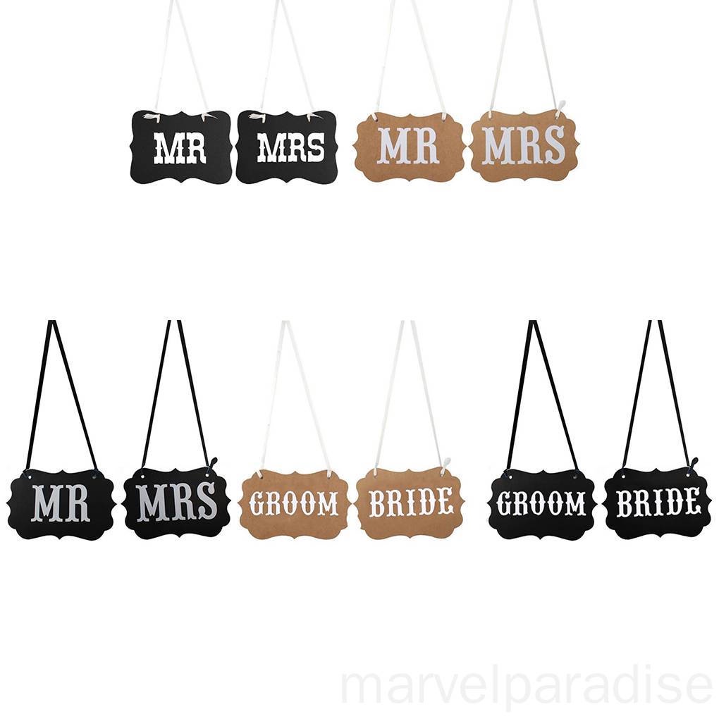 Set 2 Banner Mr / Mrs In Chữ Trang Trí Ghế Tiệc Cưới