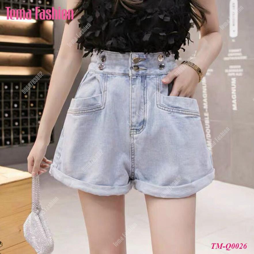 Quần short jean nữ TEMA - Quần đùi nữ jean dày gấu xắn cạp cao siêu đẹp ✔️ '