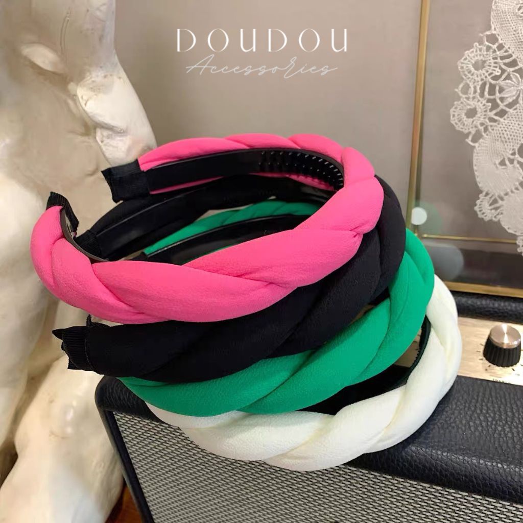 Băng đô cài tóc nữ DOUDOU Bờm tóc nữ thiết kế tết bím thanh lịch tone màu pastel hottrend phong cách Hàn Quốc FG006