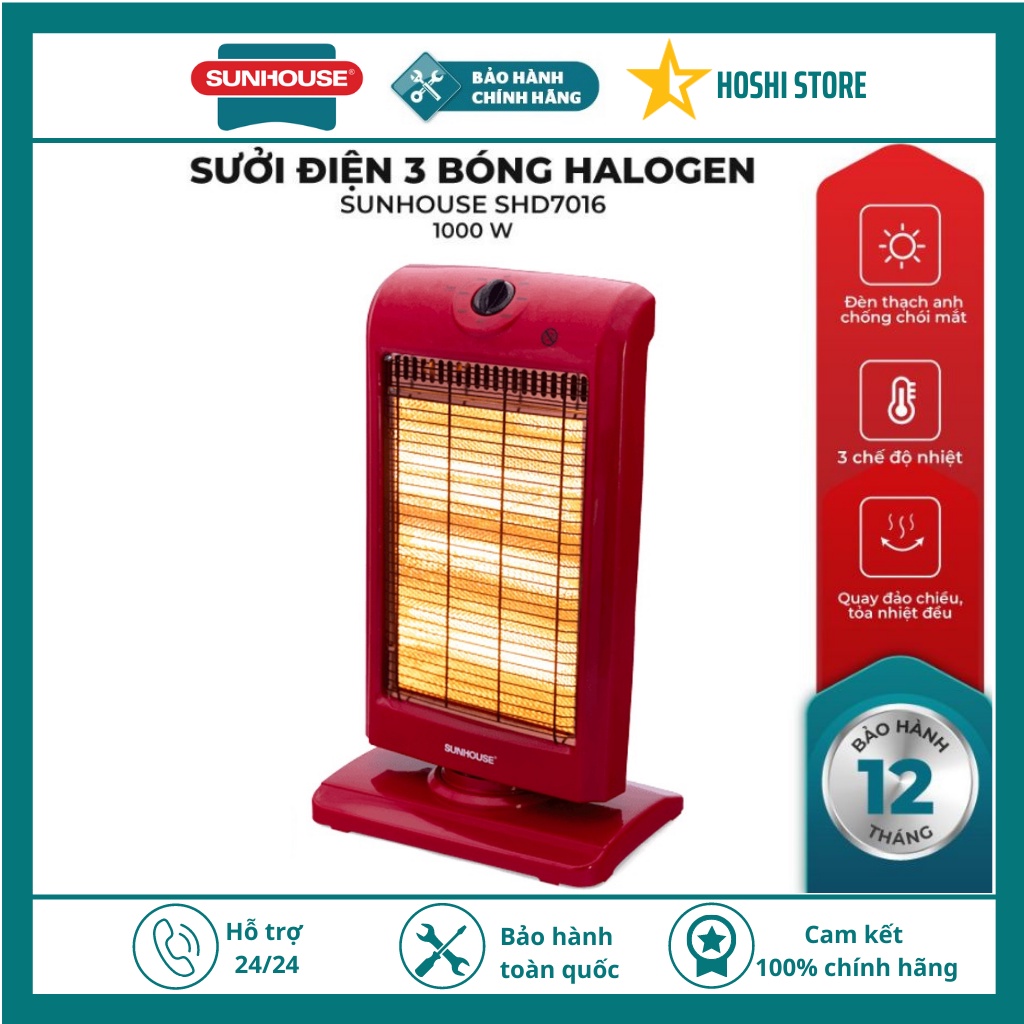 [PHÂN PHỐI GIÁ SỈ] Sưởi điện 3 bóng Halogen Sunhouse SHD7016 , máy sưởi làm ấm tốc độ siêu nhanh tỏa nhiệt đềui