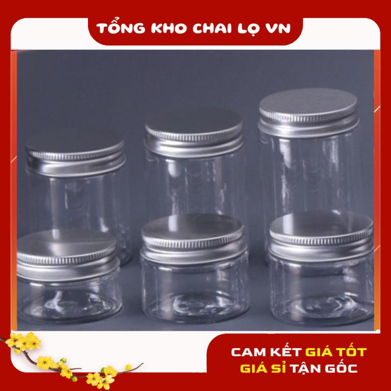 Hủ Đựng Kem ❤ SIÊU RẺ ❤ Hũ nhựa pet Trong Nắp Nhôm 50g 100g 200g 250g đựng mỹ phẩm, thực phẩm, đồ khô, ngũ cốc