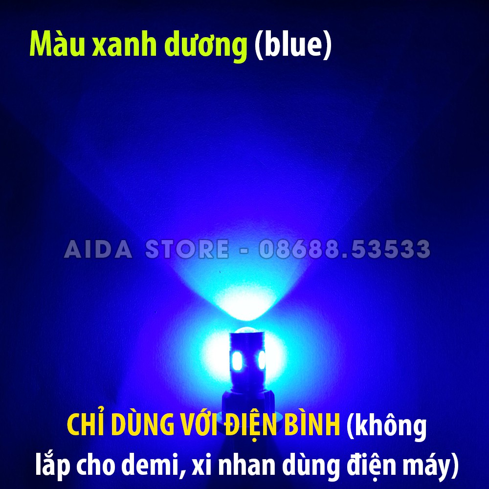 Cặp (02 bóng) đèn led demi, xi nhan thấu kính siêu sáng T10 6SMD 5630