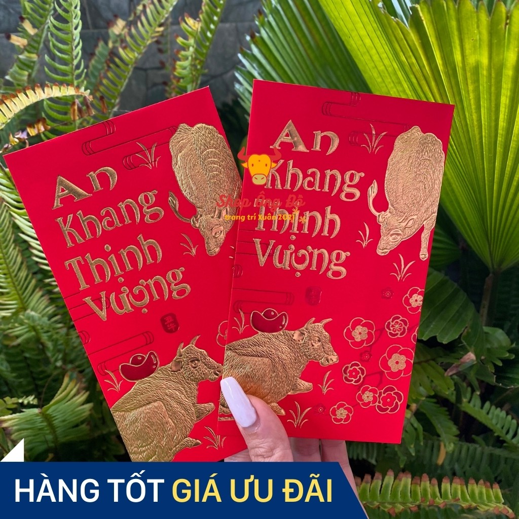 [COMBO 6 BAO] Bao Lì Xì Hình Trâu Mạ Vàng Dày Cao Cấp Sang Trọng Gía Sỉ Đựng Vừa Tờ 500k và 100USD Không Gấp Đôi