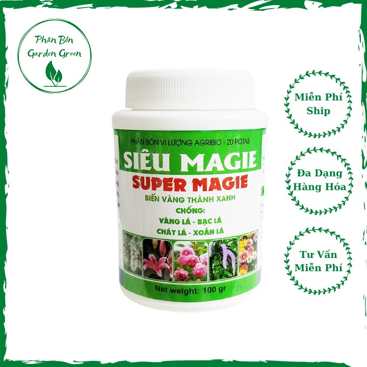 Phân bón siêu vi lượng Magie - super Mg biến vàng thành xanh, chống bạc lá, xoắn lá 100g