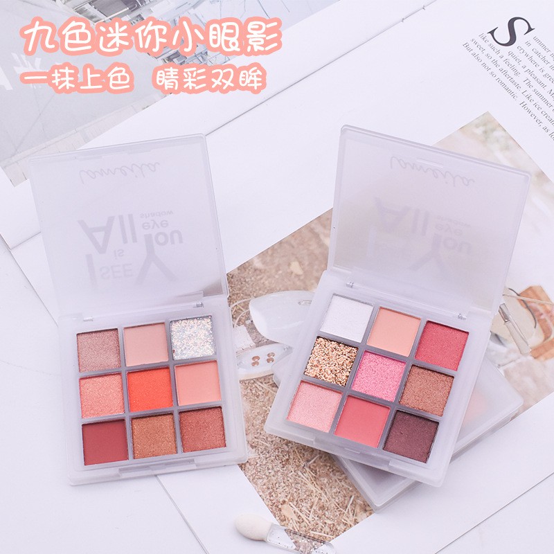 Bảng Phấn Mắt 9 Màu Trong Suốt Chống Thấm Nước Lâu Trôi