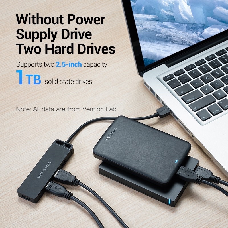 HUB Chia Cổng USB 3.0 VENTION Vỏ Nhựa ABS Dành Cho PC Laptop HDD