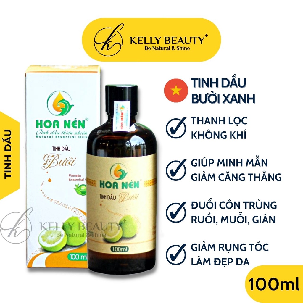 Tinh Dầu Bưởi HOA NÉN 100ml - Khử Mùi, Giảm Căng Thẳng, Mệt Mỏi; Kích Thích Mọc Tóc, Giúp Giảm Mỡ | Kelly Beauty