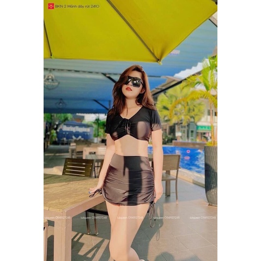 Bikini  2 mảnh áo váy rút dây mẫu bikini hót 2022 (  hàng có sẵn )