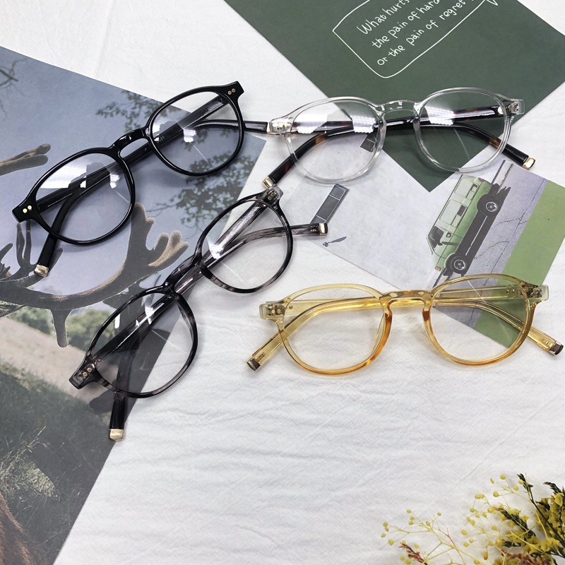 Mắt Kính Gọng Tròn Chống Bức Xạ Phong Cách Hàn Quốc Cổ Điển Thời Trang Cho Nữ