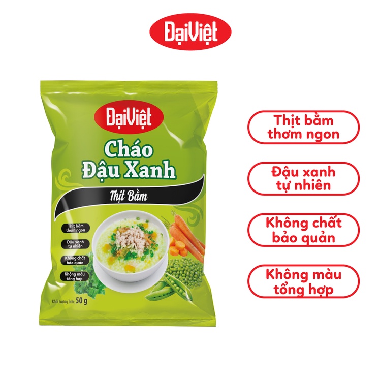 - Cháo Đậu Xanh Thịt Bằm Đại Việt - Ăn liền - Gói 50g