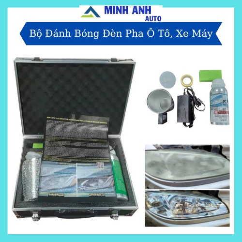 Bộ máy đánh bóng đèn pha ô tô con tặng kèm 1 lọ dung dịch 800ml
