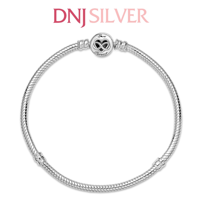 Vòng tay bạc 925 cao cấp - Mẫu Heart Infinity Clasp Snake Chain, có thể mix thêm hạt charm tự chọn theo ý thích