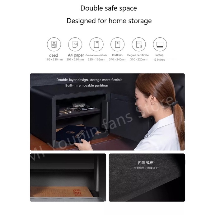 Két sắt điện tử Vân Tay thông minh Xiaomi Mijia Smart Safe Deposit Box