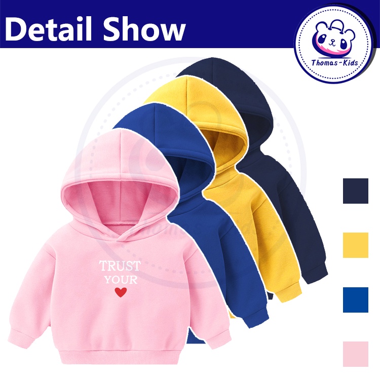 [THOMAS KIDS] Áo Khoác Hoodie Chui Đầu Mềm Mại In Hình Khủng Long Dễ Thương Cho Bé Trai / Gái 2-6 Tuổi