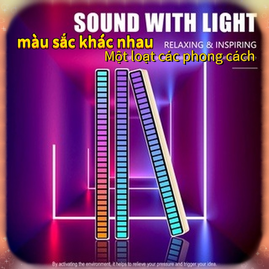 #SPZ~ Thanh đèn LED cảm ứng theo mức độ âm nhạc RGB 32 Hạt Đèn Độc Đáo 2021