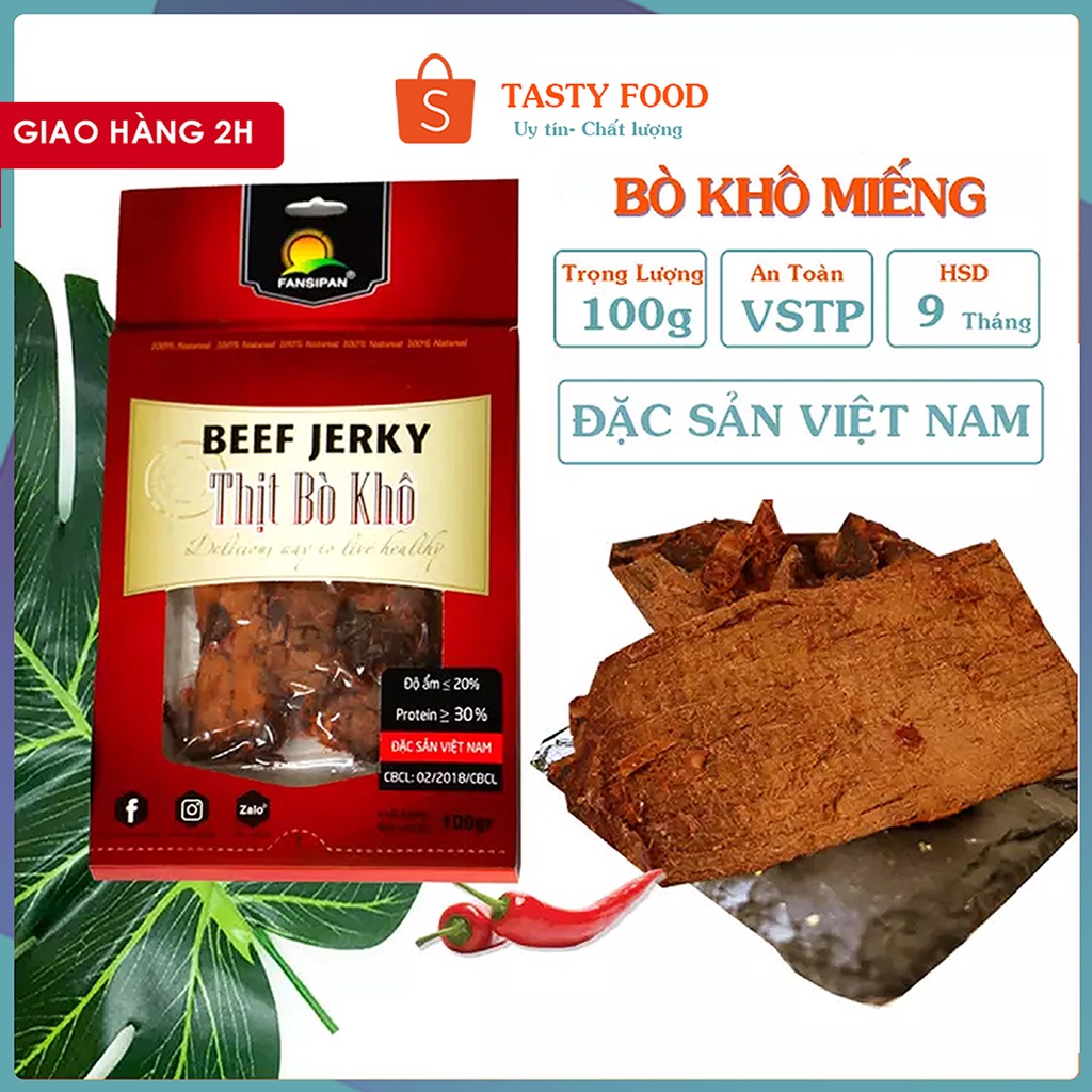 Bò khô miếng Fanxipan gói 50g-100g,thịt khô bò miếng loại 1 đồ ăn vặt Tasty Food | BigBuy360 - bigbuy360.vn