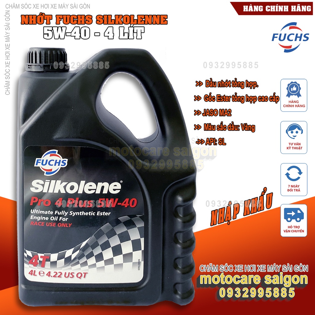 Dầu Nhớt Động Cơ Fuchs Silkolene Pro 4 Plus 5W-40 Race Use Only 4Lit