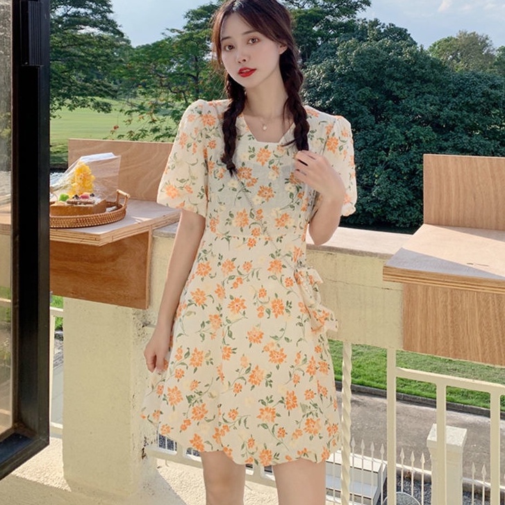 Đầm Chữ a Cổ Vuông Thời Trang Mùa Hè Cho Nữ