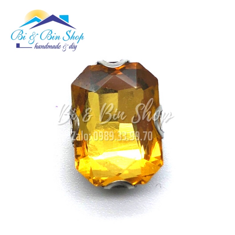 2 Viên Đá Đế Chữ Nhật 18x25mm Đính Kết Trang Phục Thời Trang, Trang Trí Vương Miện - Bi &amp; Bin Shop