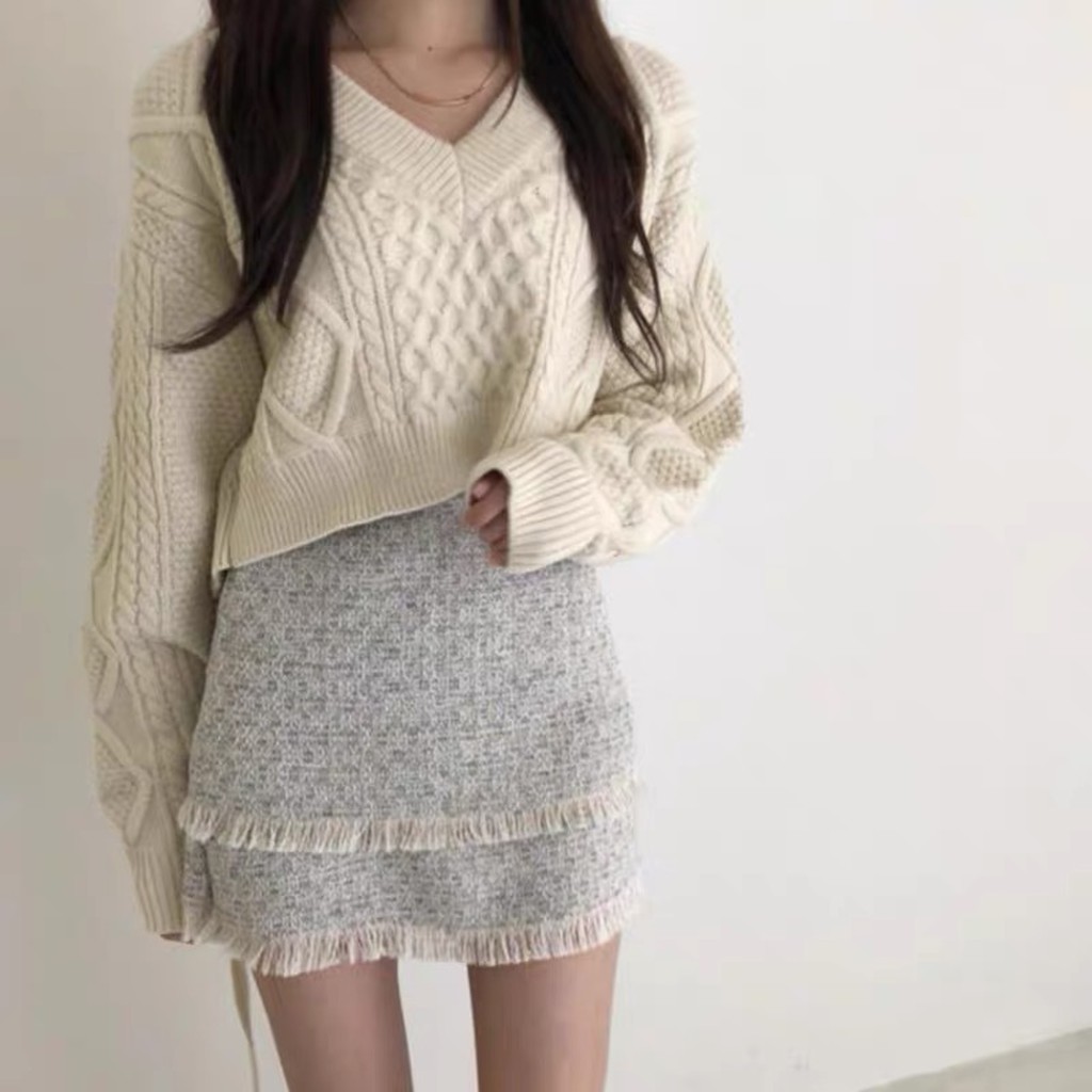 [HÌNH THẬT] Áo len / Sweater thắt nơ sau lưng