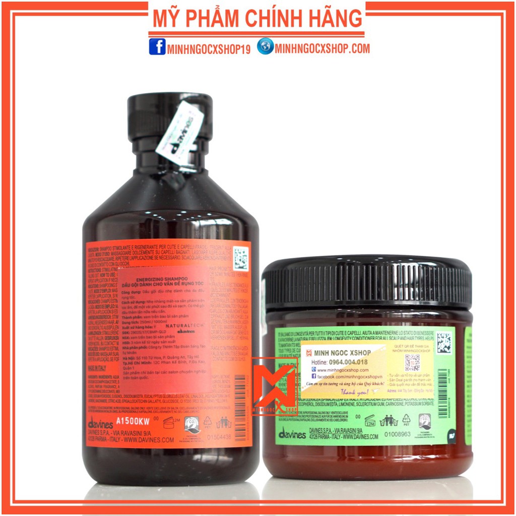 Dầu gội chống rụng và dầu xả trường thọ DAVINES 250ml chính hãng