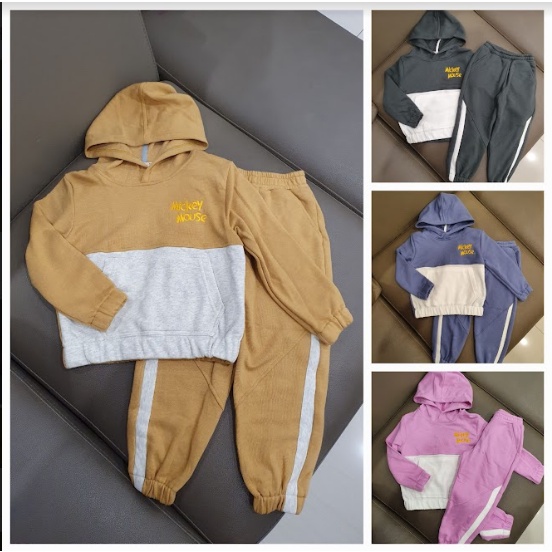 Bộ nỉ da cá thêu chữ mickey mouse