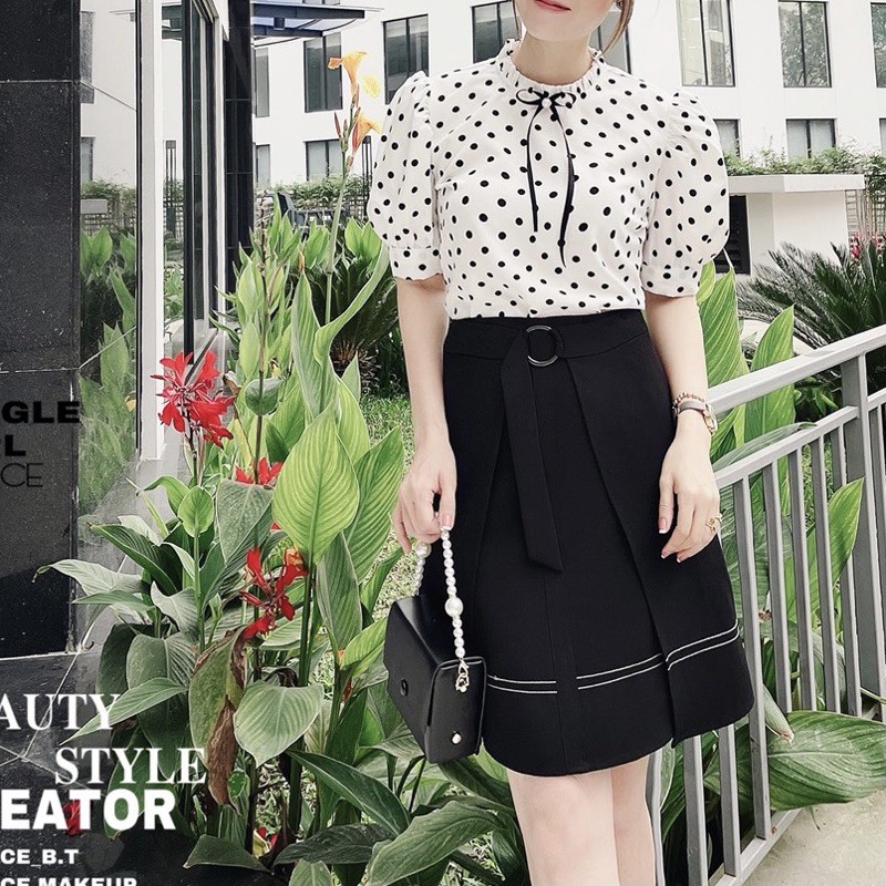 Áo kiểu nữ chấm bi G357 đi học hay công sở - dạo phố đều hợp thời trang - chất lụa nhuyễn đẹp - GEM Fashion