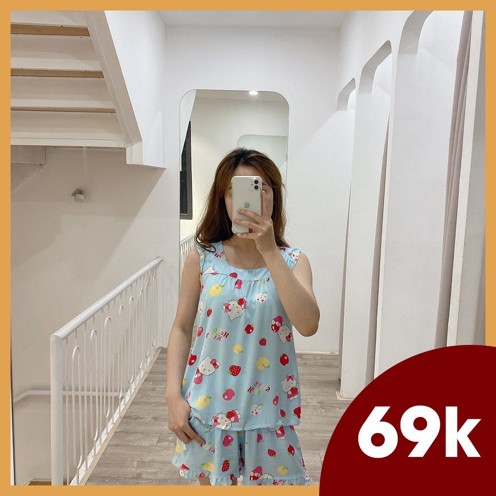 Bộ ngủ cánh tiên vải lanh mát quần đùi
