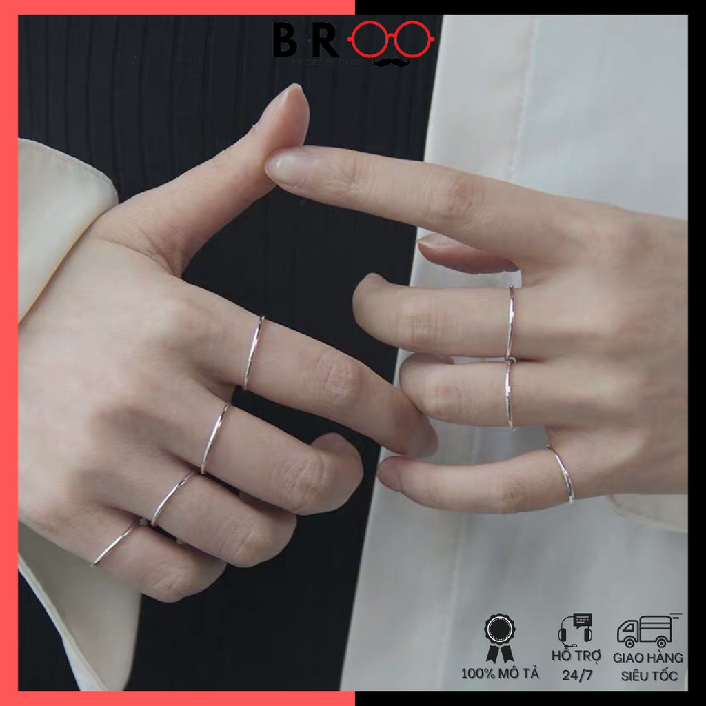 [ FREESHIP TỪ 50K ] Nhẫn bạc ta trơn nam nữ, nhẫn đôi trơn basic cá tính - BROO Accessoriez