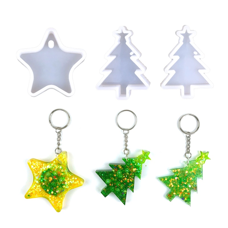 Khuôn Silicone Làm Móc Khóa Hình Cây Thông Giáng Sinh Lấp Lánh