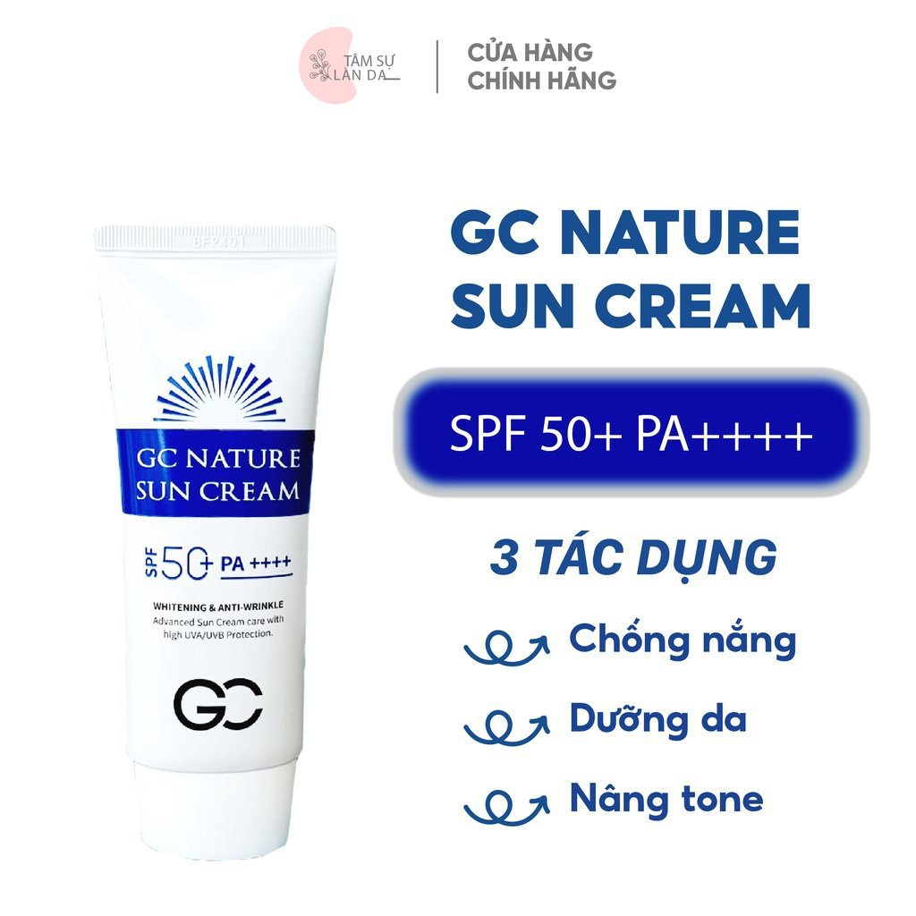 Kem Chống Nắng Nâng Tone Dưỡng Trắng Gc Nature Sun Cream Spf 50+ Pa++++ 60Ml Ngăn Chặn Tia Uv