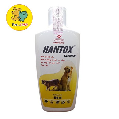 🐶Sữa Tắm Ve Rận Bọ Chét Chó Mèo Hantox Shampoo Màu Vàng 200ml🐶 Pet-1989