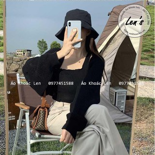 Áo khoác len nữ dáng croptop blackpink