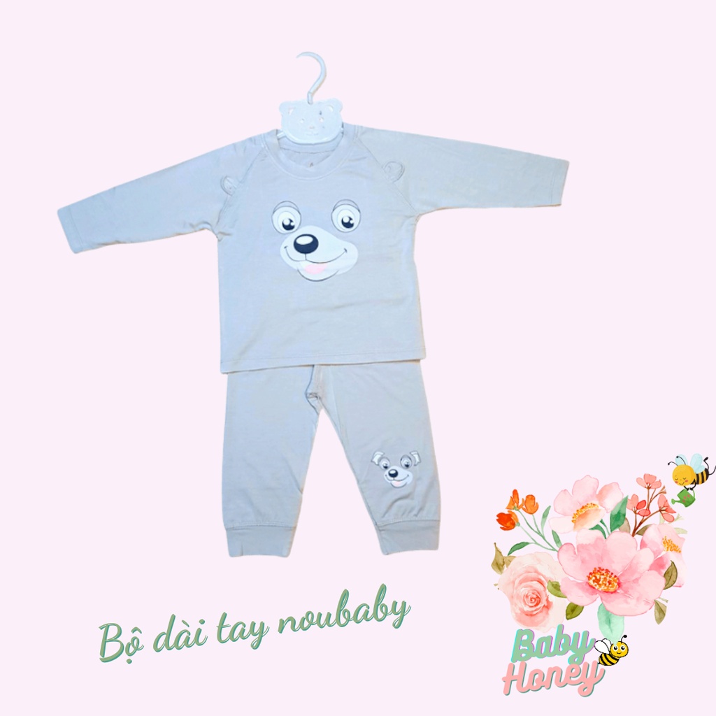 Bộ quần áo thu đông cho bé Noubaby họa tiết gấu 100% Bamboo sợi tre cao cấp