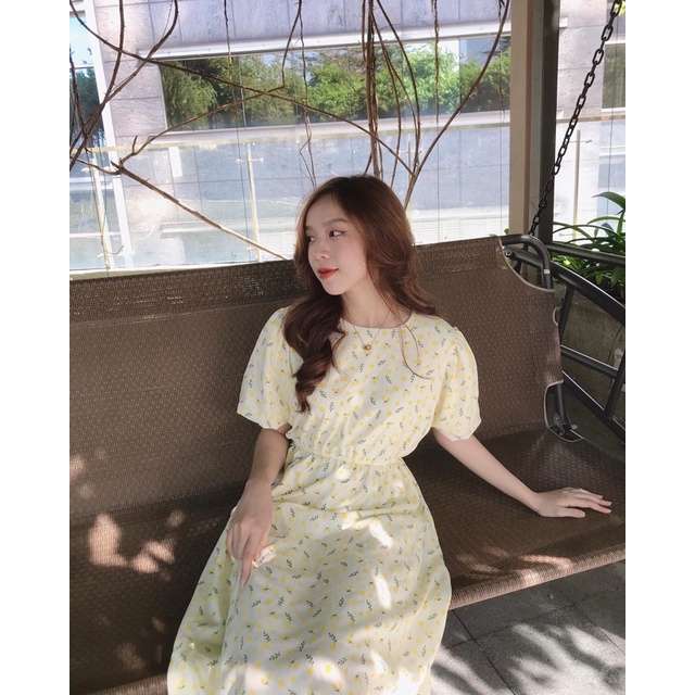 Đầm tay bồng hoa nhí xinh