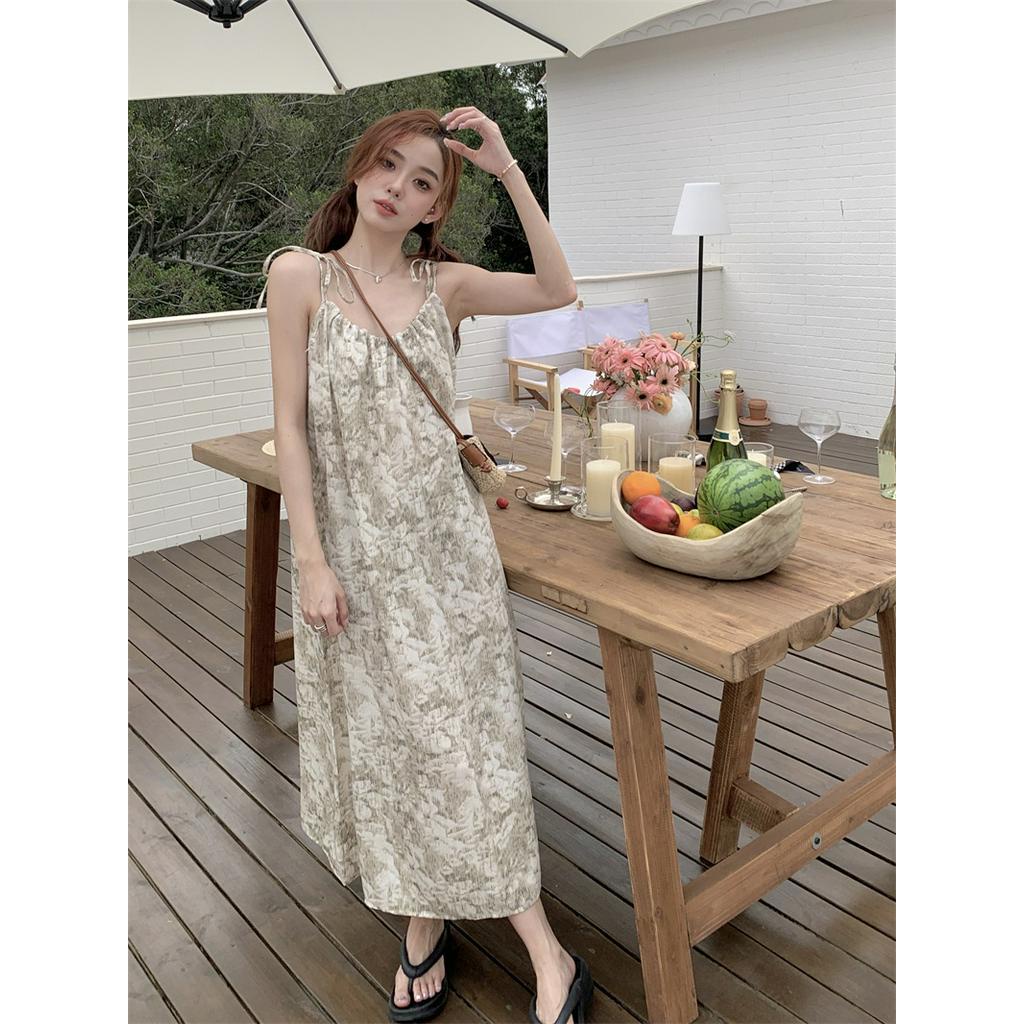 Đầm Hai Dây Họa Tiết Hoa Phong Cách vintage Thời Trang Xuân Hè