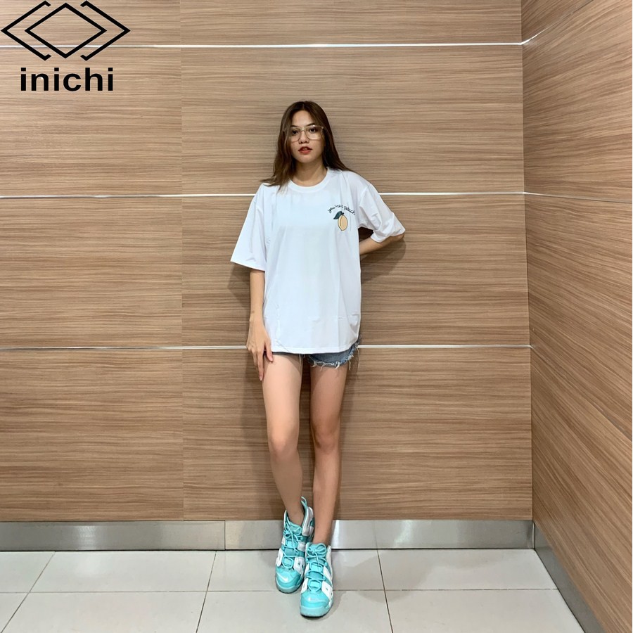 [Mã FAMALLT5 giảm 15% đơn 150k] Áo thun tay lỡ INICHI áo unisex form rộng in hình quả đào tiên - A647 màu đen