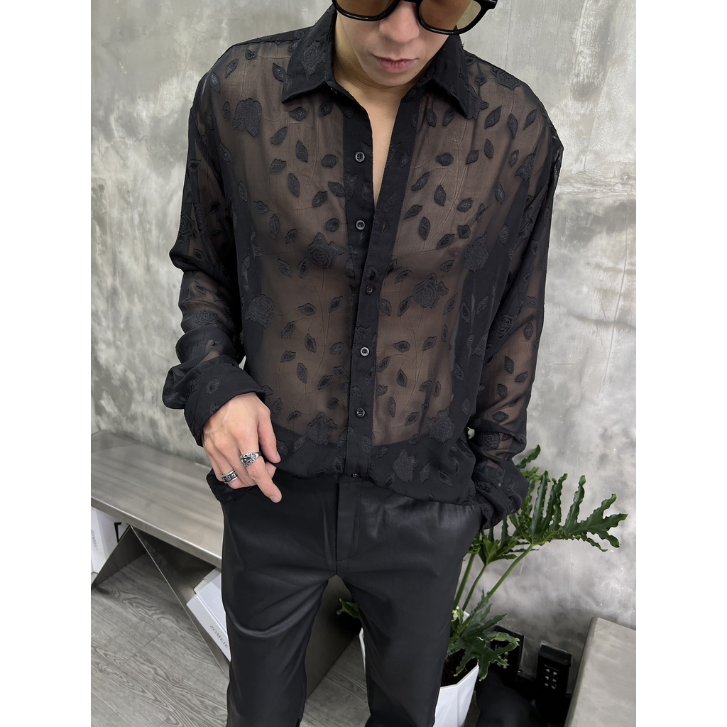 Áo ZOMBIE® Black Rose Mesh Net Shirt