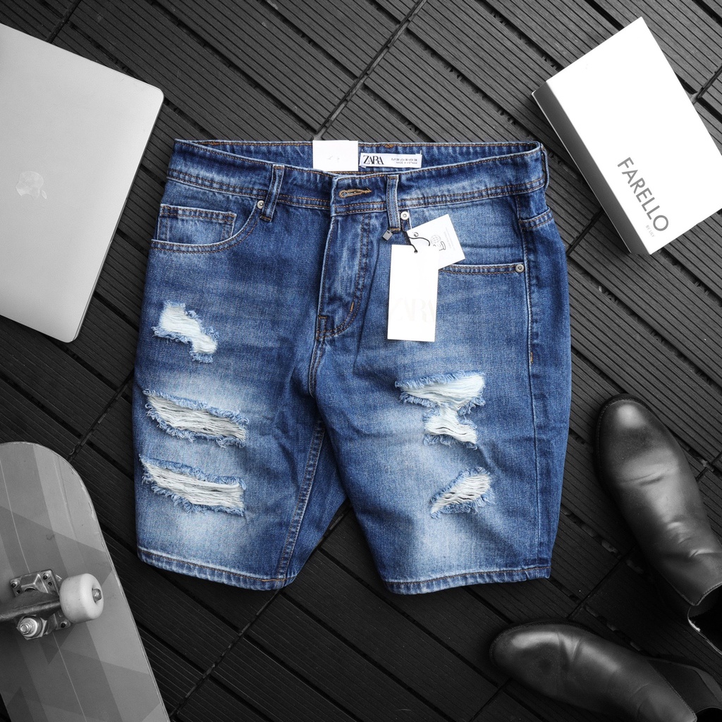 Quần short jean nam Z a r a rách form slim fit (0329)