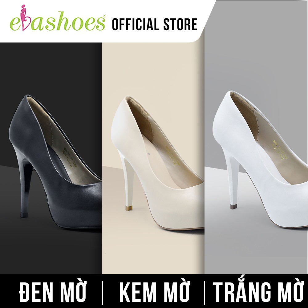 Giày Cao Gót Hở Mũi Đúp Đế Da Tổng Hợp 11cm Evashoes - Eva164(Màu Đen,Kem,Trắng)