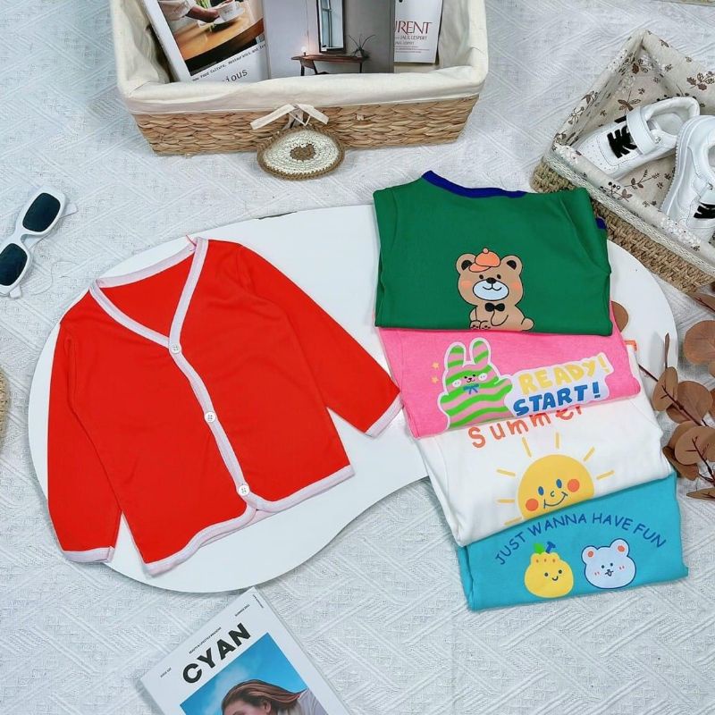 Combo 3 Áo Len Cardigan Cho Bé Trai và Bé Gái Từ 10-20kg Chất Len Cổ Chữ V Đáng Yêu