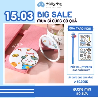 Gương Trang Điểm Cầm Tay Bò Sữa Phong Cách Ulzzang Hàn Quốc - 💖 Mini Round Miror Korea's Style