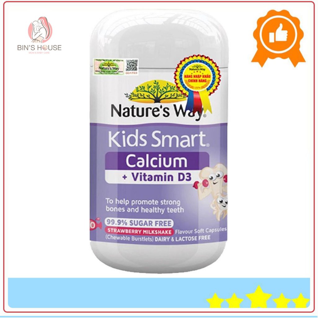 CHÍNH HÃNG] Nature's Way Kids Smart Calcium + Vitamin D3 Burstlets - Hỗ trợ phát triển chiều cao